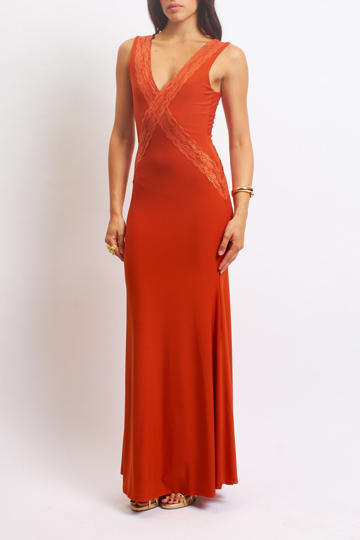 Abito con scollo a V in pizzo