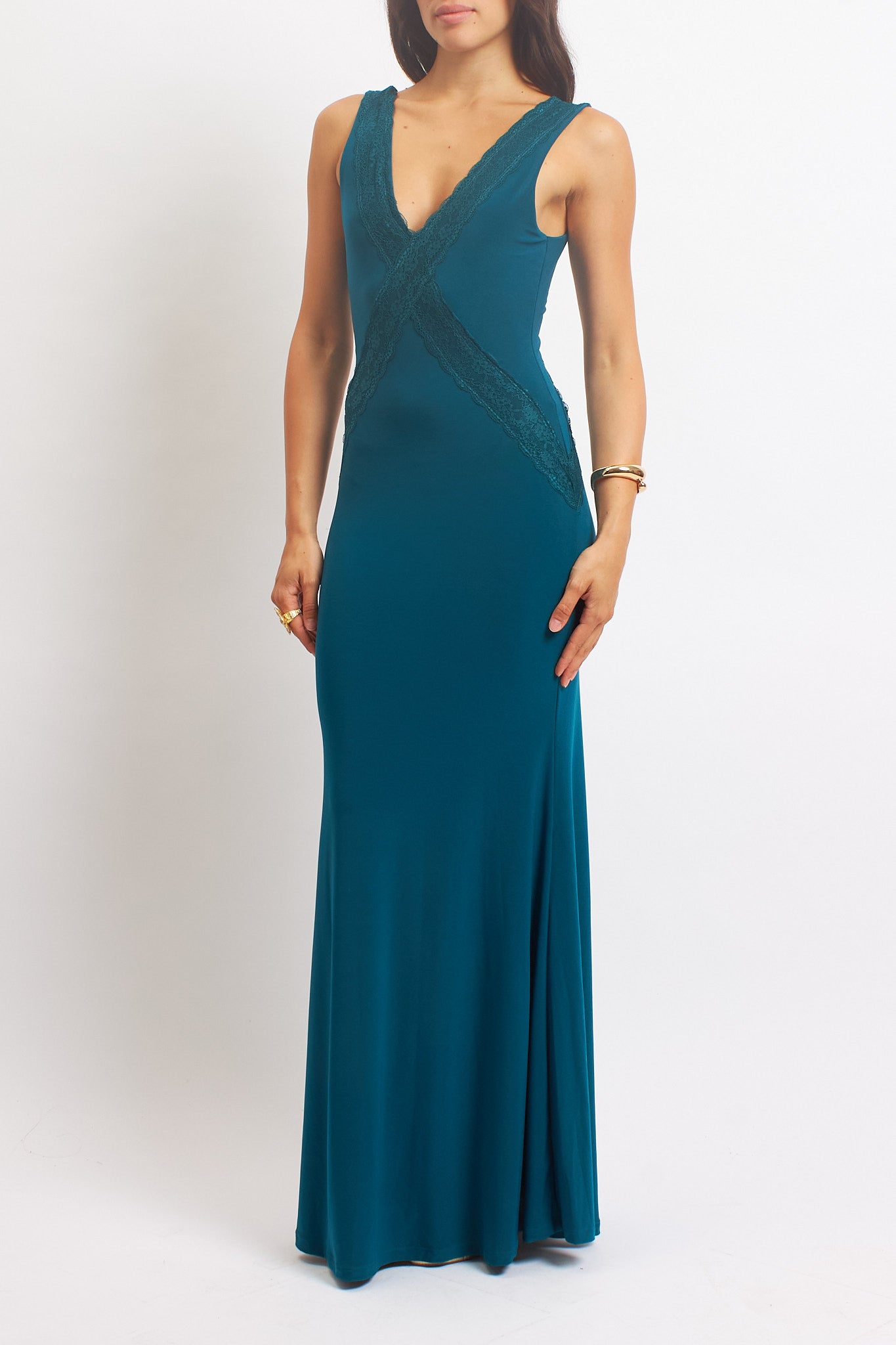 Abito con scollo a V in pizzo