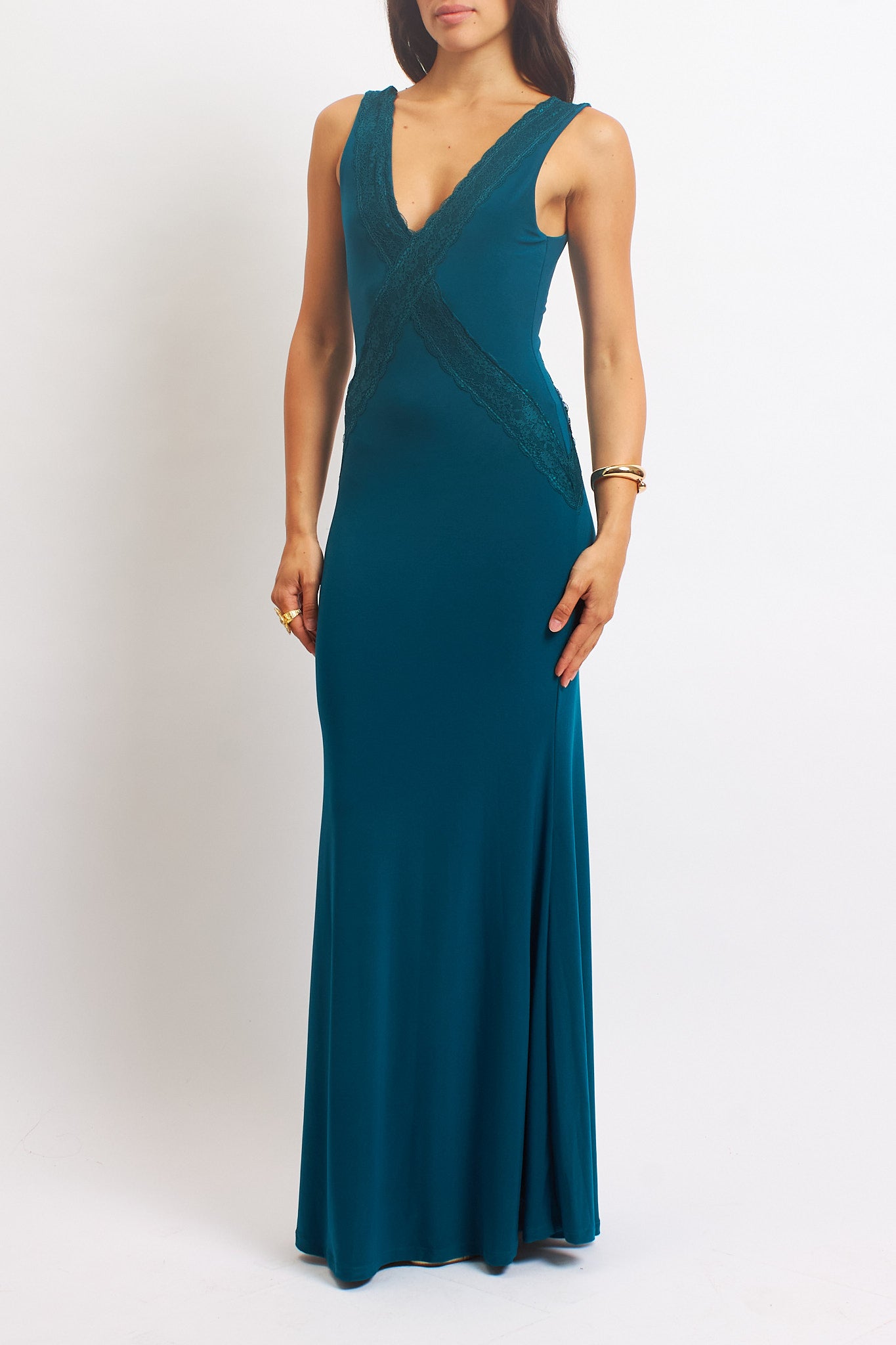Abito con scollo a V in pizzo