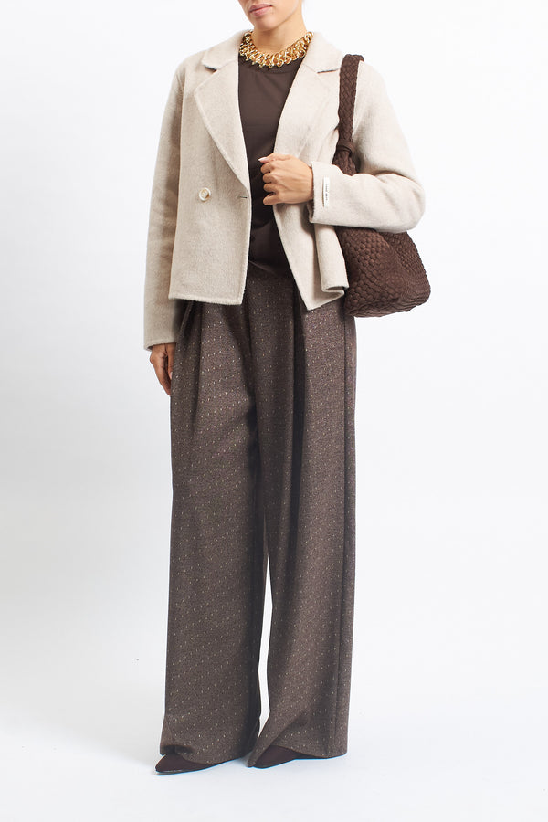 Double-breasted cropped wool jacket