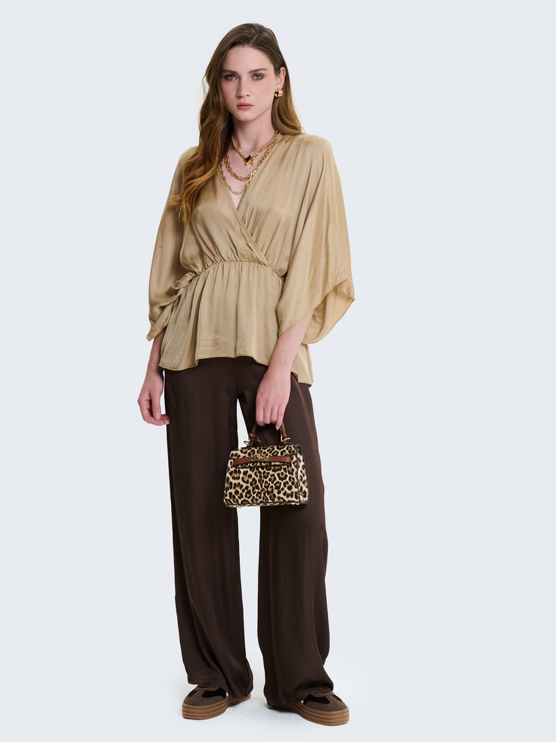 Blusa in raso con incrocio