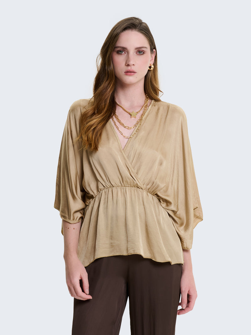 Blusa in raso con incrocio