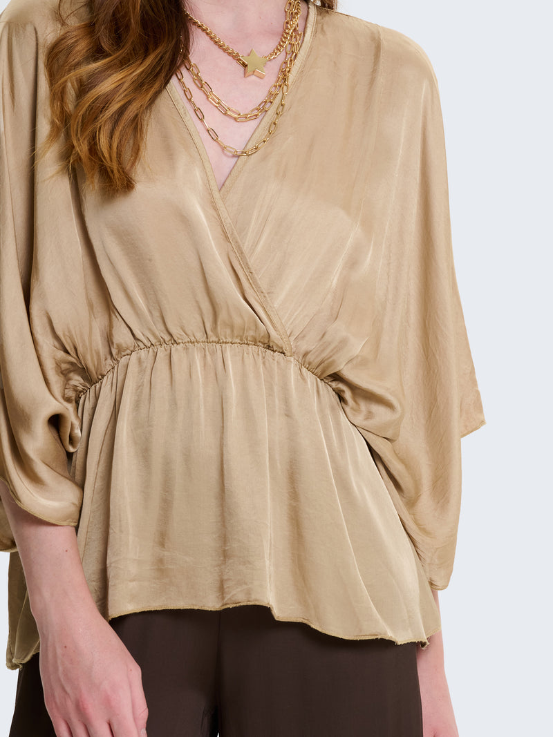 Blusa in raso con incrocio