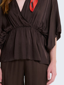 Blusa in raso con incrocio
