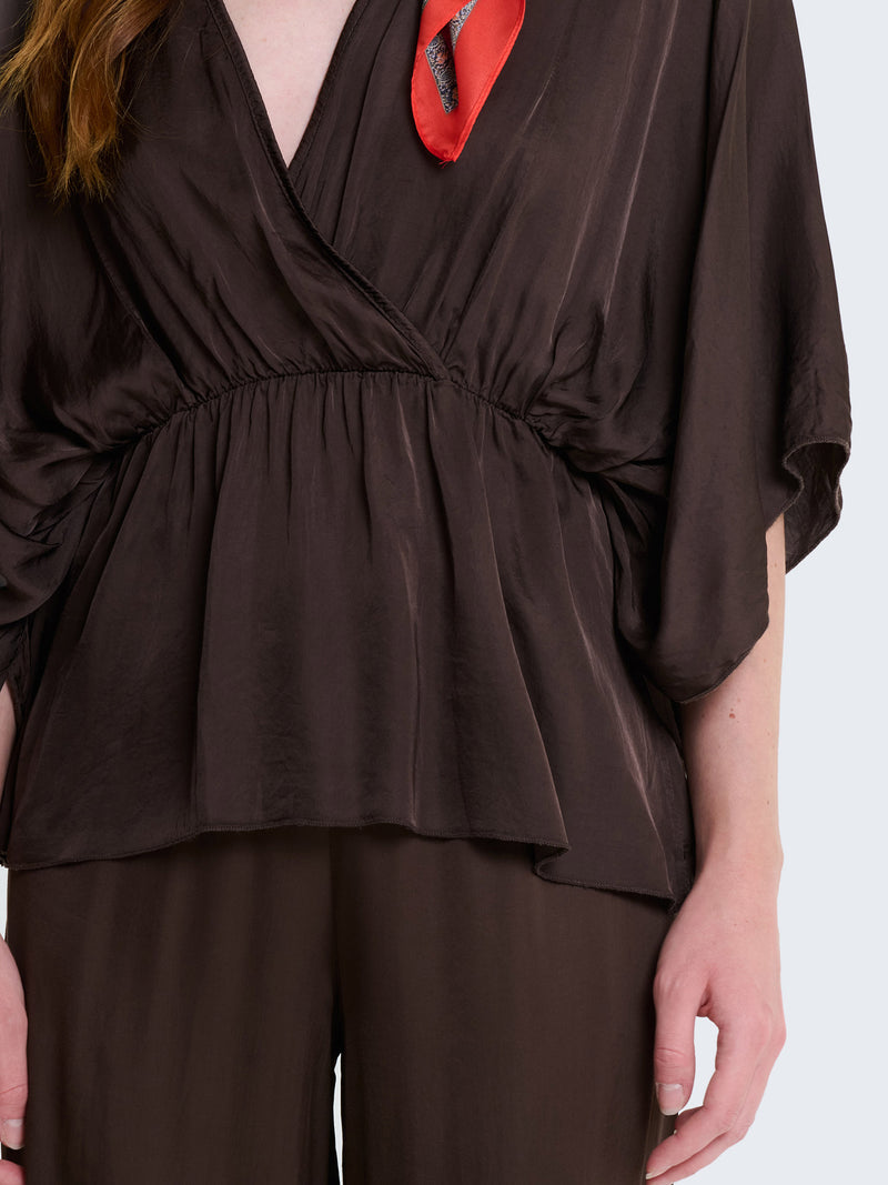 Blusa in raso con incrocio