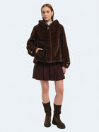 Ecopelliccia effetto montone con cappuccio