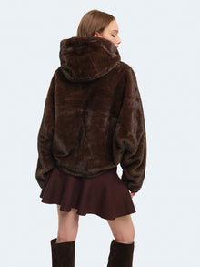 Bomber di pelliccia con cappuccio