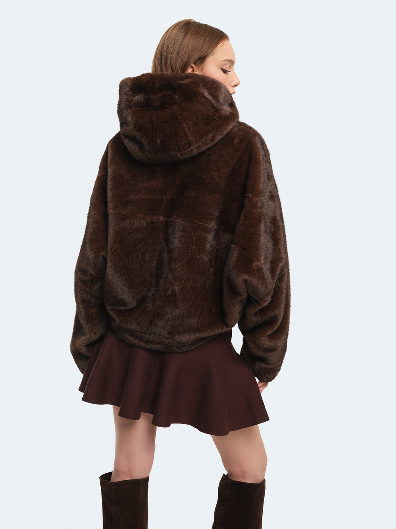 Bomber di pelliccia con cappuccio