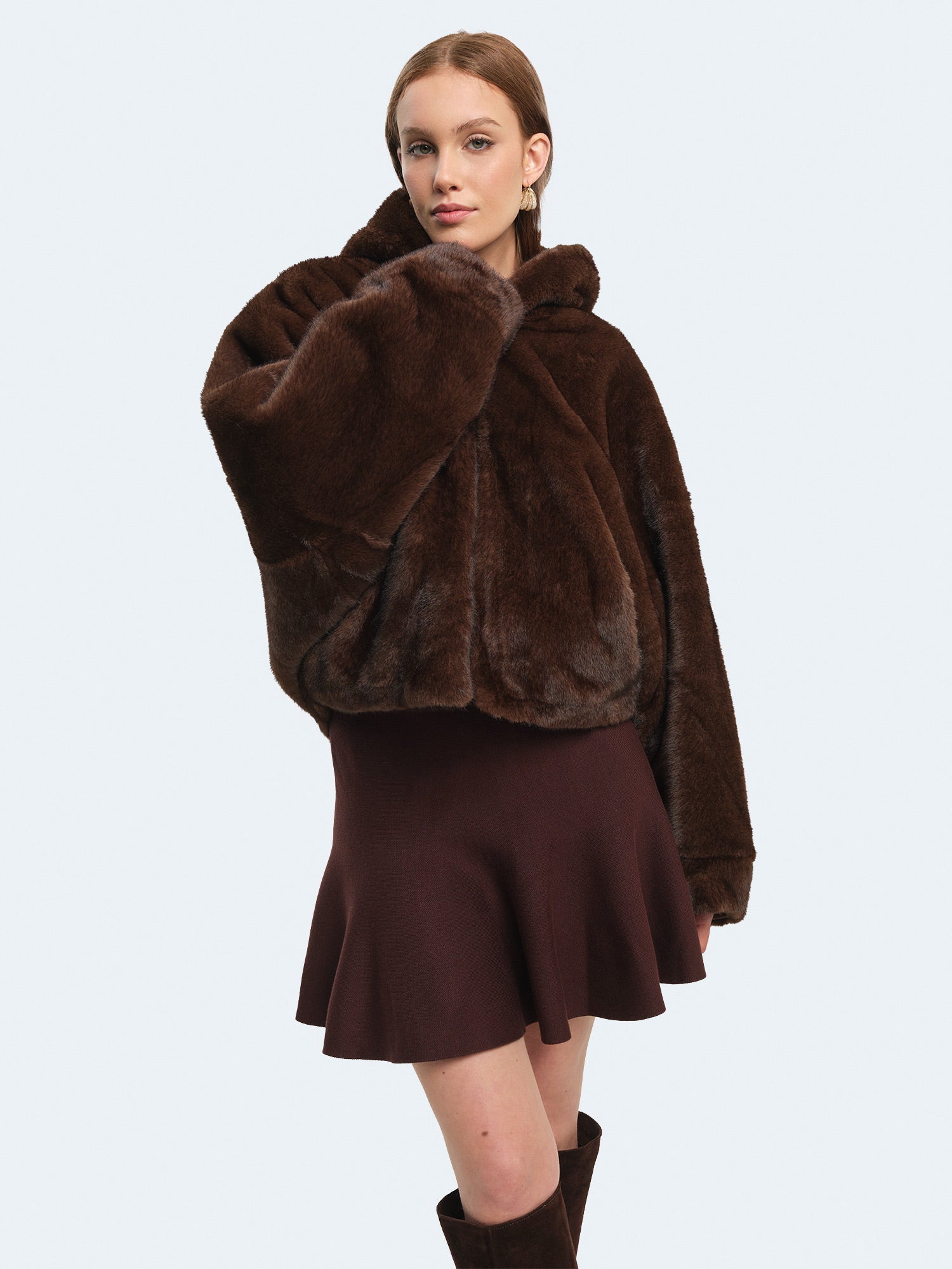 Bomber di pelliccia con cappuccio