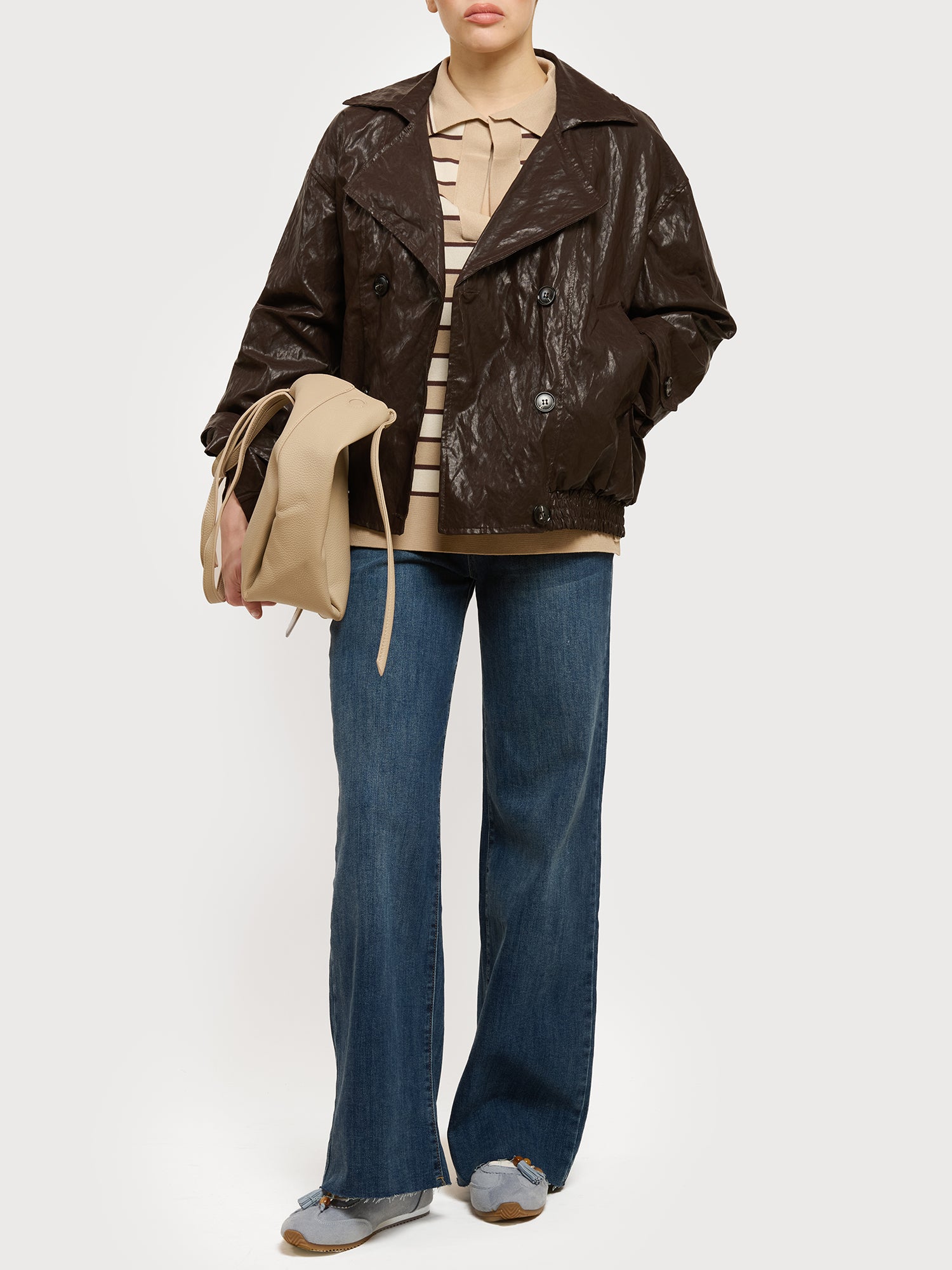 Bomber doppiopetto in ecopelle