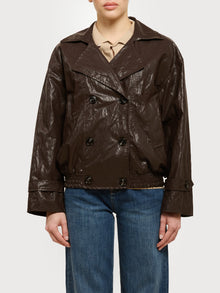 Bomber doppiopetto in ecopelle