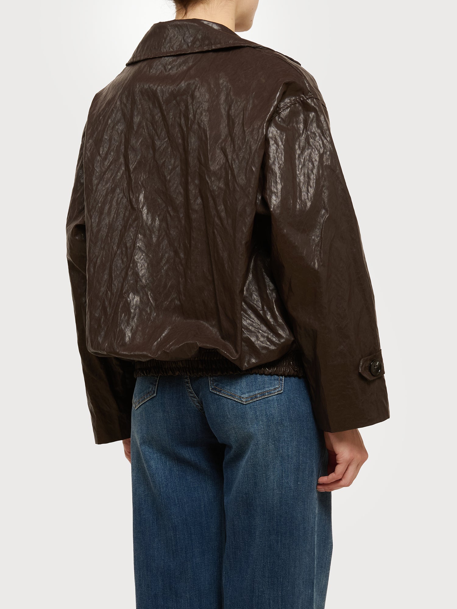 Bomber doppiopetto in ecopelle