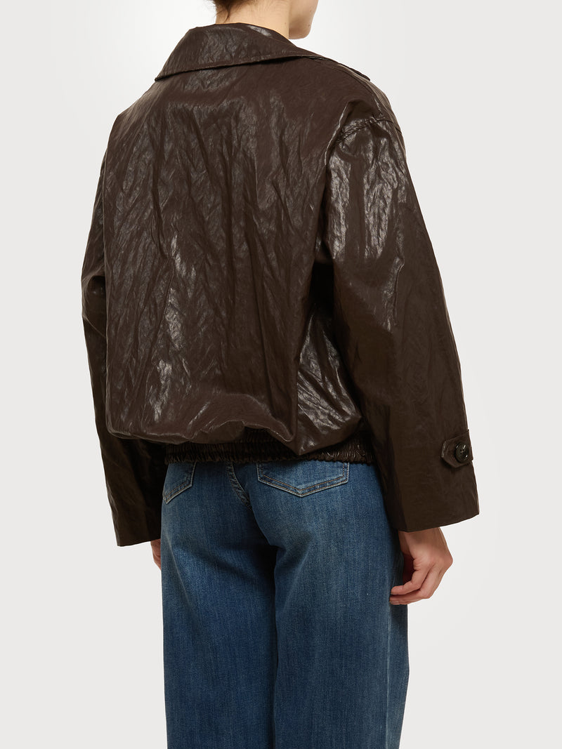 Bomber doppiopetto in ecopelle