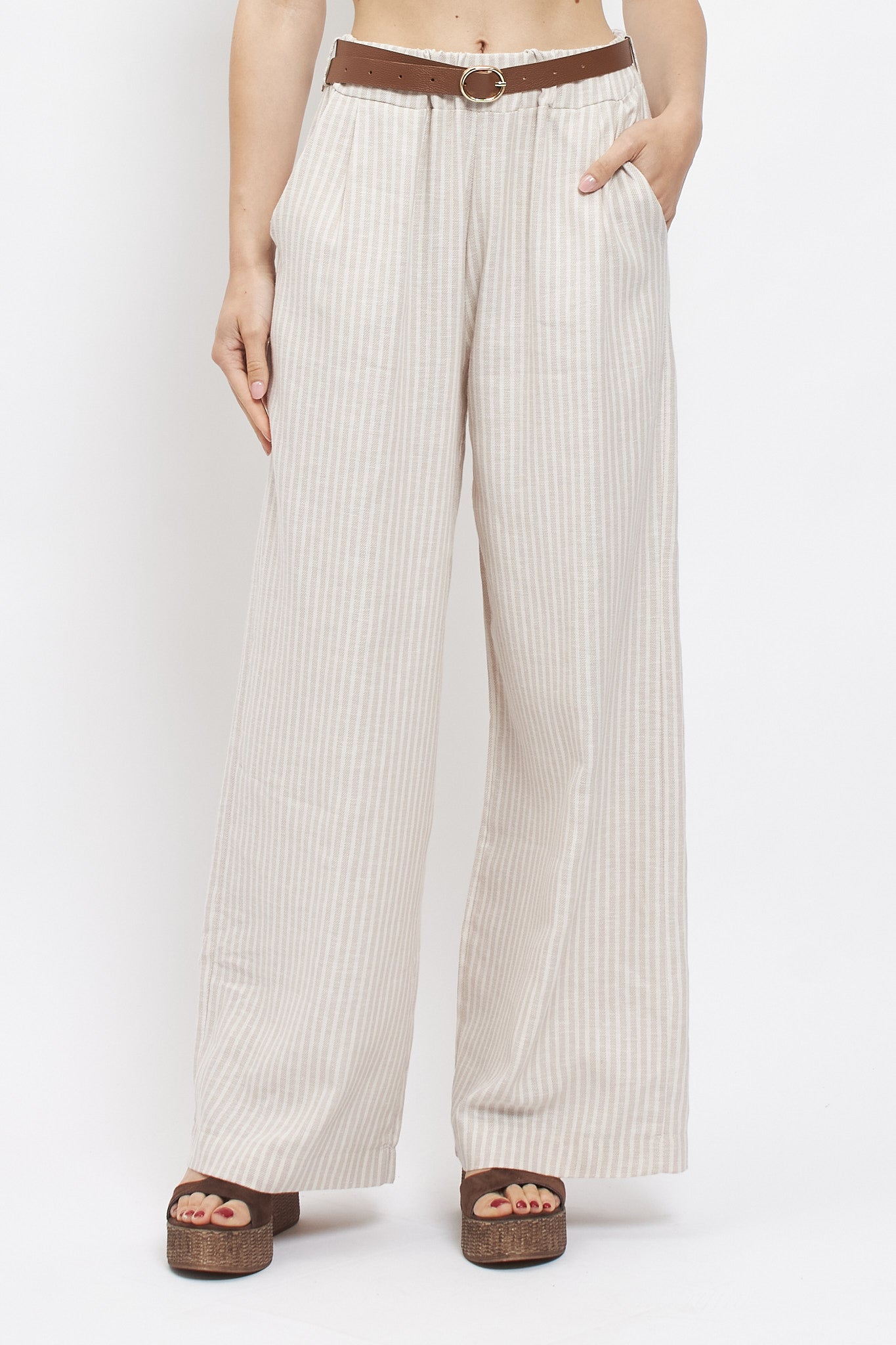Pantalone palazzo con cintura