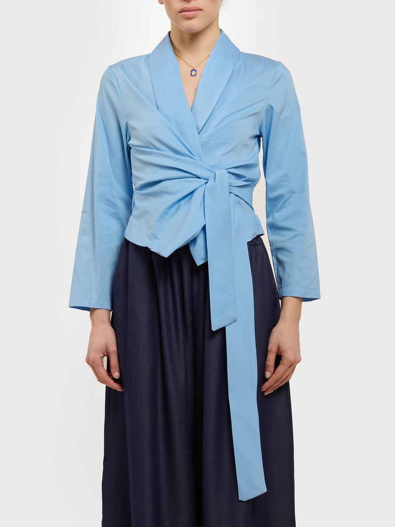 Camicia crop con fiocco