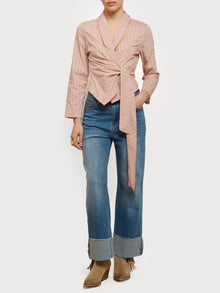 Camicia gessata con fiocco