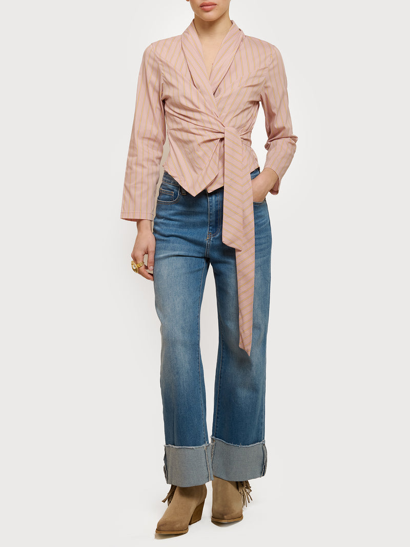 Camicia gessata con fiocco