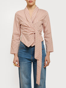 Camicia gessata con fiocco