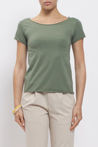 T-shirt con scollo a barca