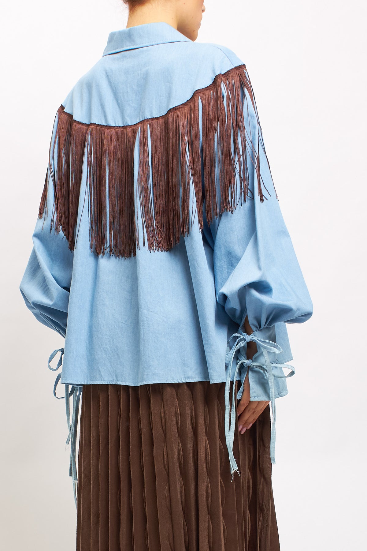Camicia in jeans con frange