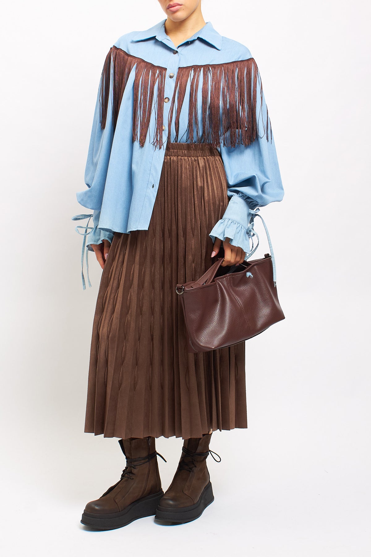 Camicia in jeans con frange