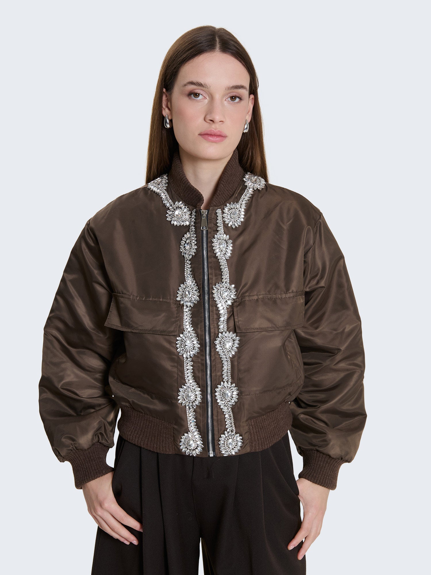 Bomber con applicazioni gioiello