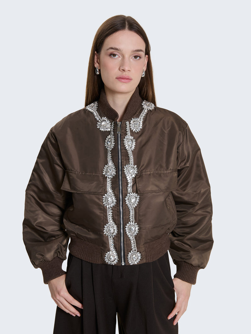 Bomber con applicazioni gioiello