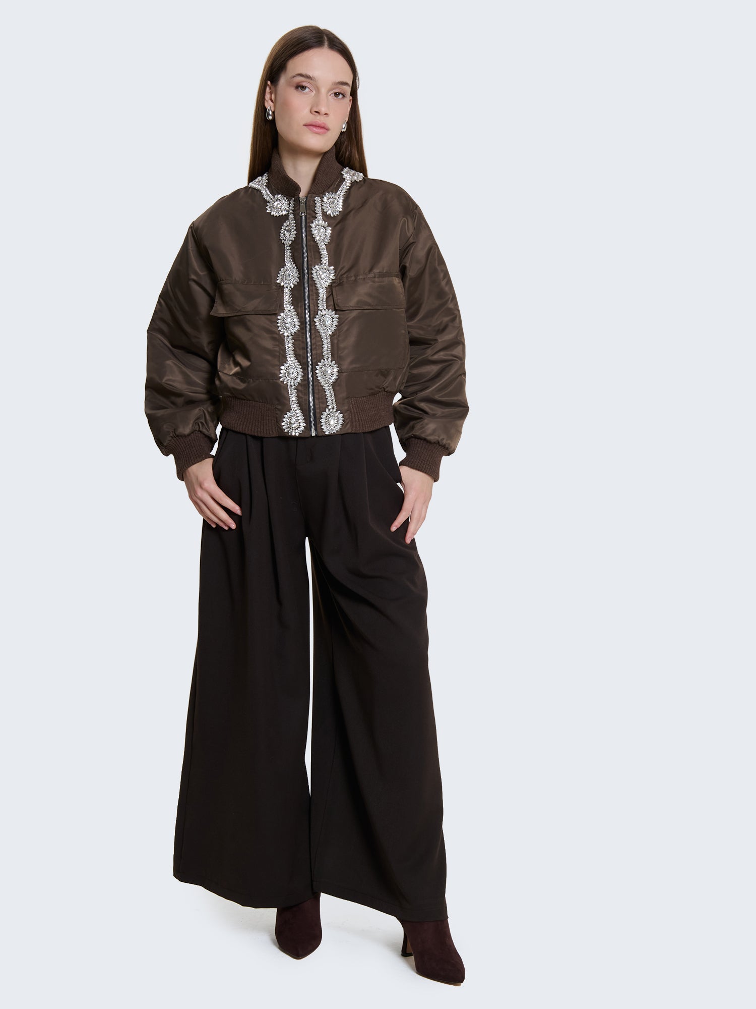 Bomber con applicazioni gioiello