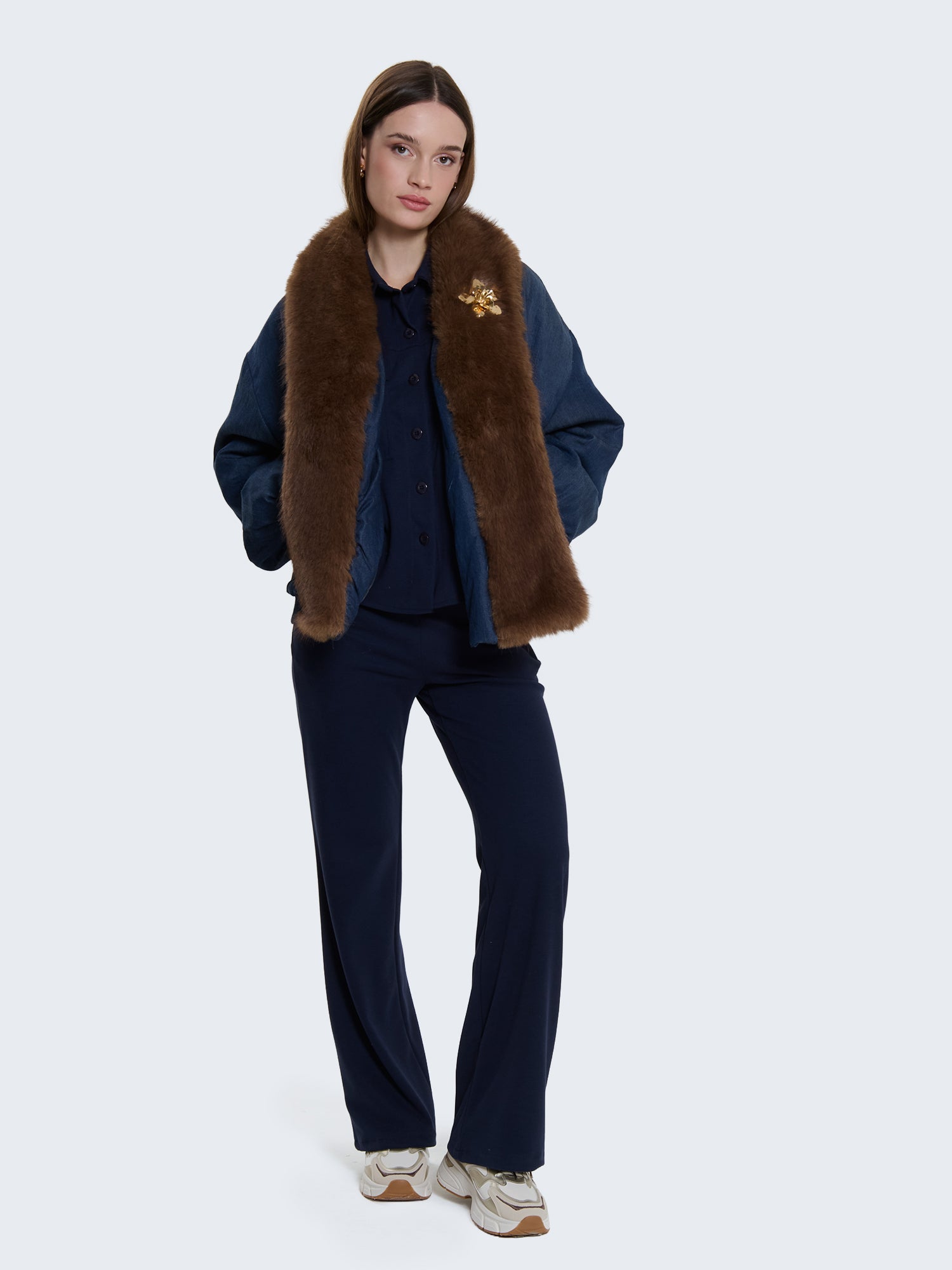 Pantaloni flare misto lana in coordinato