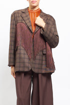 Blazer con fantasia check con frange
