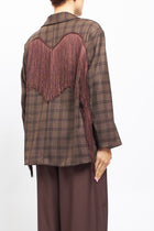 Blazer con fantasia check con frange