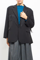 Blazer in cady con frange