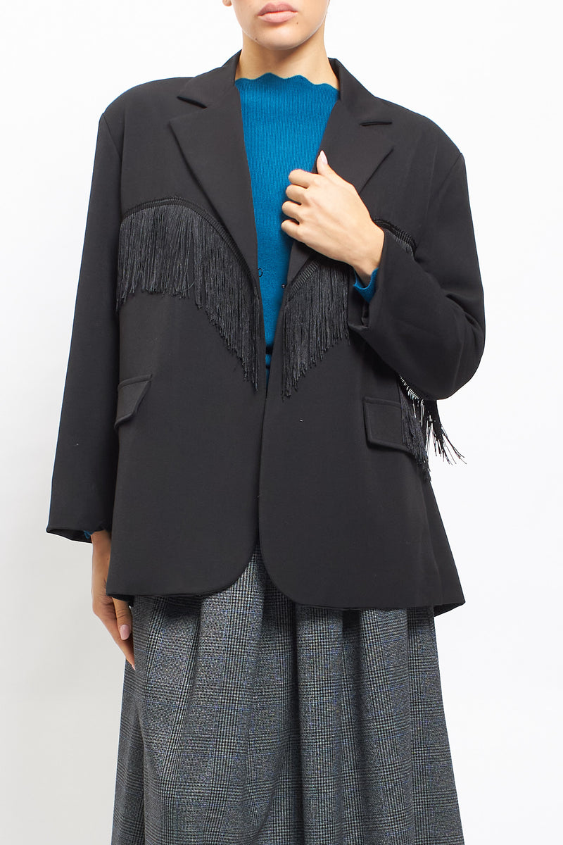 Blazer in cady con frange