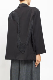Blazer in cady con frange