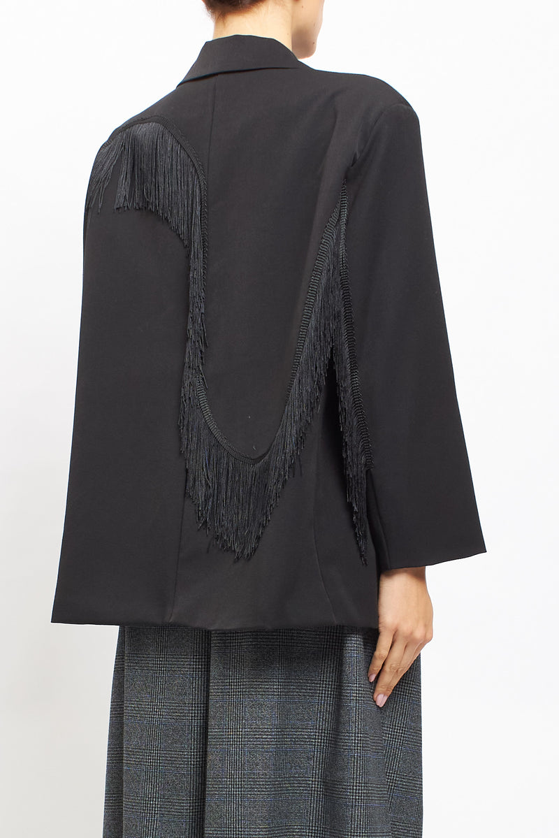 Blazer in cady con frange