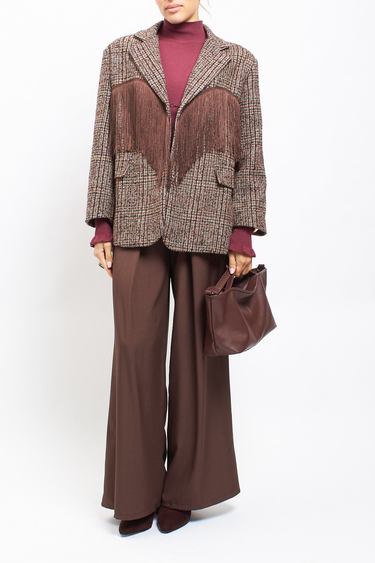 Blazer in Pied de Poule con frange