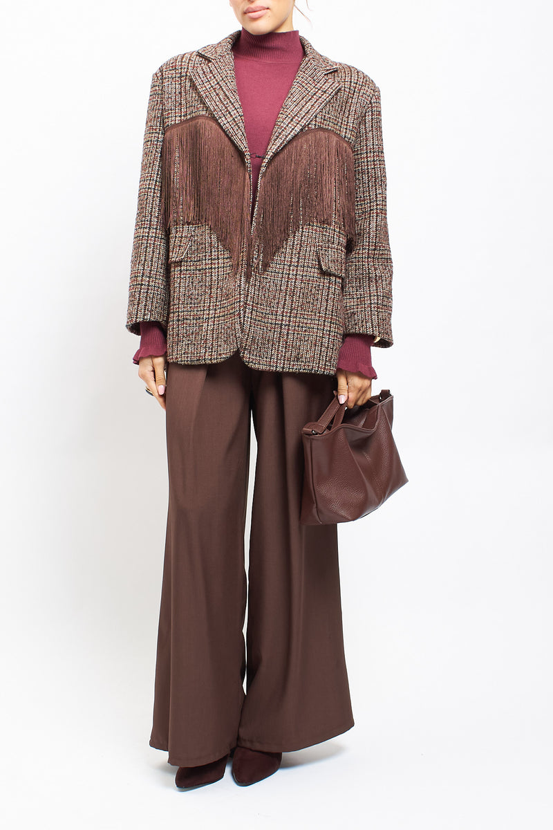 Blazer in Pied de Poule con frange