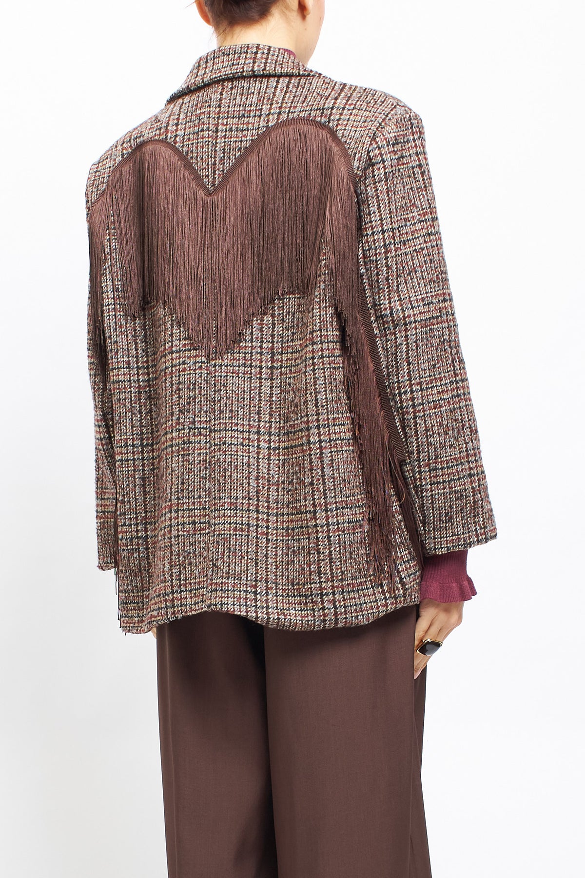 Blazer in Pied de Poule con frange
