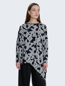 Maglia floccata oversize asimmetrica