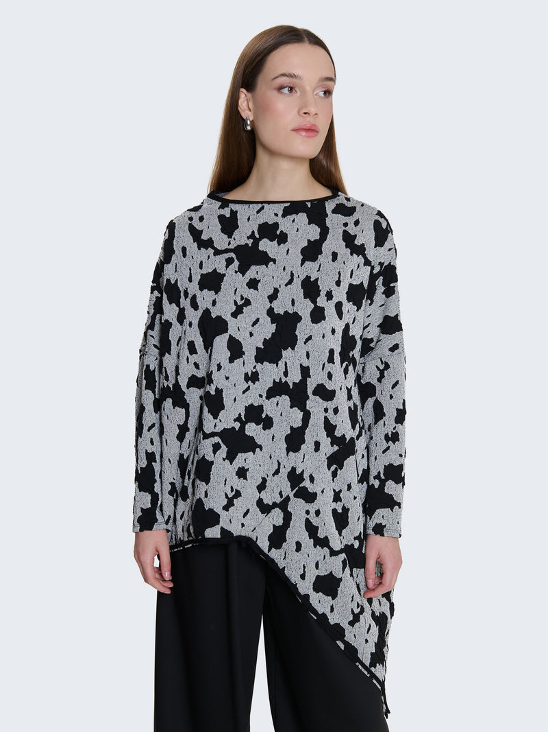 Maglia floccata oversize asimmetrica