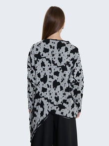 Maglia floccata oversize asimmetrica