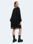 Abito in felpa con inserti in pizzo