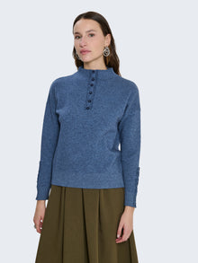 Crew neck sweater with decorative buttons