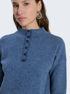 Crew neck sweater with decorative buttons