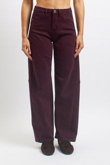 Pantalone barrel in cotone con tasche