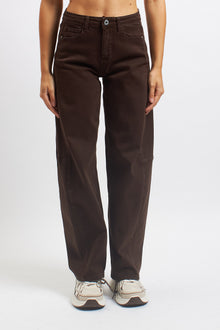Pantalone barrel in cotone con tasche