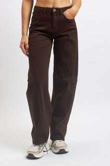 Pantalone barrel in cotone con tasche
