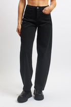 Pantalone barrel in cotone con tasche