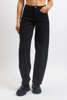 Pantalone barrel in cotone con tasche