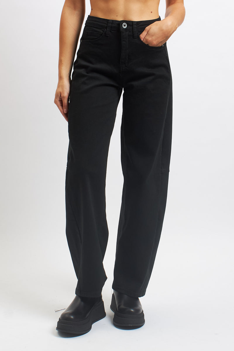 Pantalone barrel in cotone con tasche